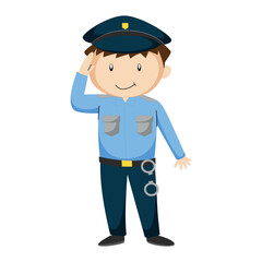 Officer Vector Design Saluting Policeman Character Illustration