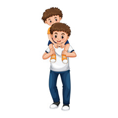 Vector Brotherly Love in a Charming Family Moment Illustration