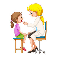 Child Doctor Checkup Vector Illustration
