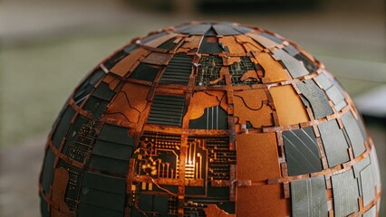 Futuristic globe with circuitry design for technology and innovation concepts