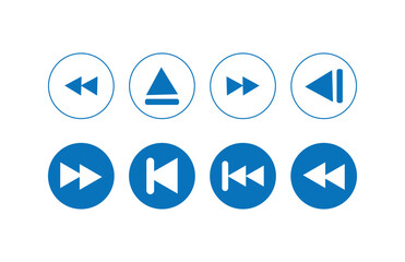 Media player flat icons set. Audio, volume, Play, pause, stop,  forward, interface, design media player buttons, vector illustration EPS 10.