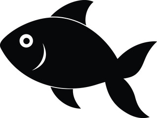 Obraz premium fish icon black silhouette vector illustration on transparent background