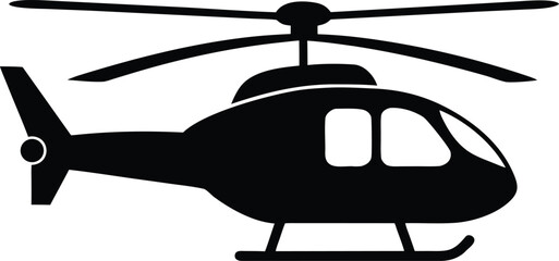 helicopter icon black silhouette vector illustration on transparent background