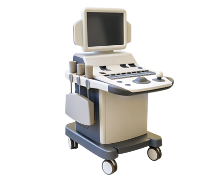 Medical diagnostic ultrasound machine isolated on a transparent background