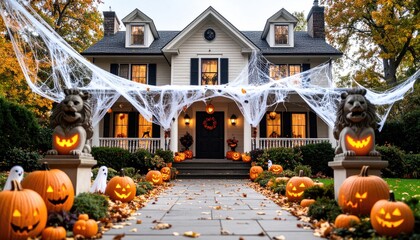 Fall Halloween home decorated