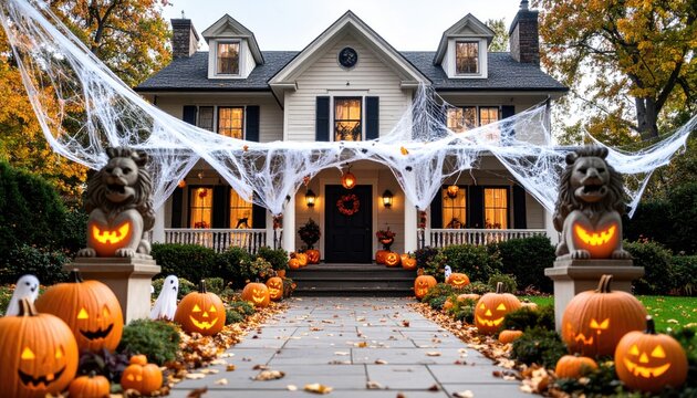 Fall Halloween home decorated