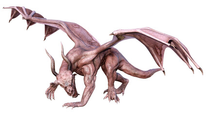 3D Rendering Fairy Tale Dragon on White