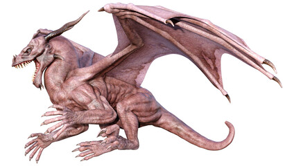 3D Rendering Fairy Tale Dragon on White