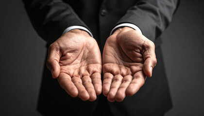 Open Palms in Business Suit Gesture