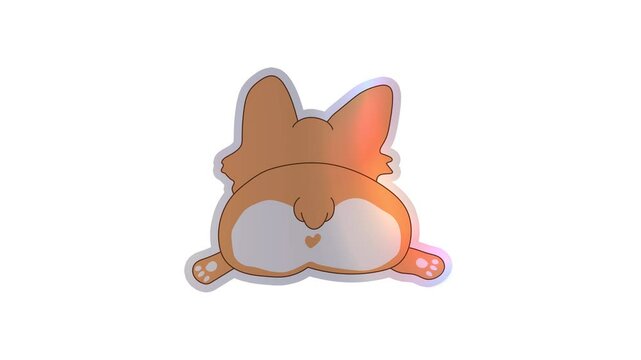 Cute Cartoon Corgi Butt with Heart Shape Design. Alpha channel transparency