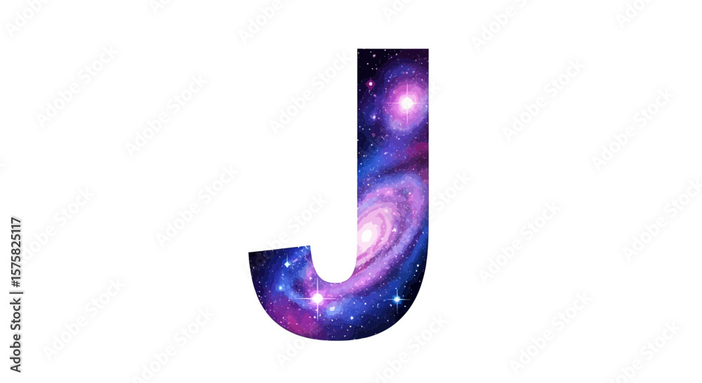 Fototapete vector letter j galaxy space cosmic nebula stars universe astronomy alphabet initial typography desi