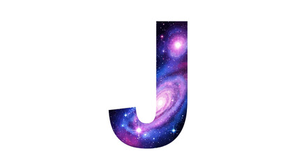 Vector letter j galaxy space cosmic nebula stars universe astronomy alphabet initial typography design graphic element