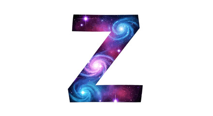 Vector letter z galaxy space cosmic alphabet astronomy stars universe nebula constellation design illustration art