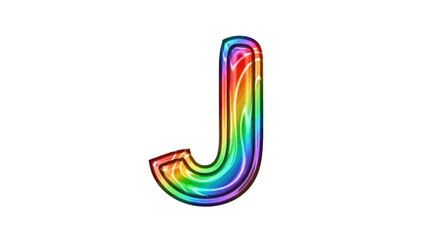 Vector rainbow letter j design graphic colorful alphabet j illustration vibrant j typography j visual 3d j art design