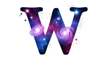 Vector letter w galaxy space nebula cosmic alphabet initial typography design vector illustration graphic art