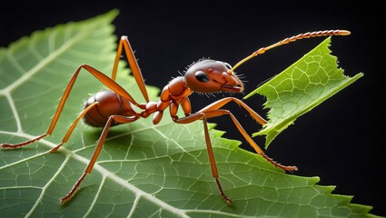  Leaf-Cutter Ant on Green Leaf: Detailed Macro Insect Photography