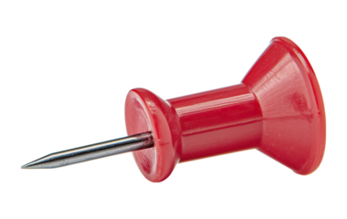 single red pushpin against transparent background