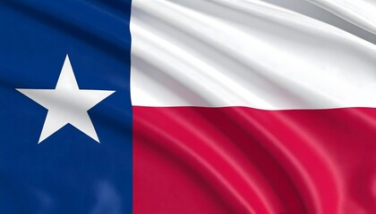 Fototapeta premium Close up of the waving state flag of Texas, the 'Lone Star Flag'. Realistic fabric texture. A symbol of Texan pride, independence, and United States culture.