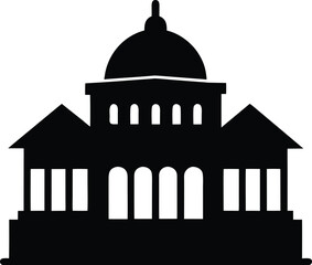 plaza building icon black silhouette vector illustration on transparent background