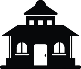 restaurant building icon black silhouette vector illustration on transparent background
