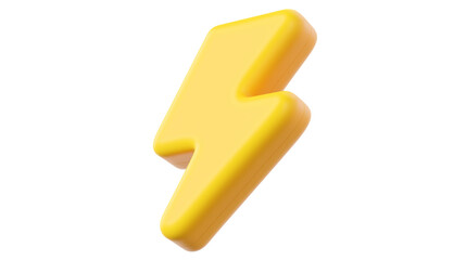 3D-rendered lightning bolt isolated on white background.