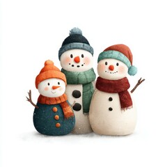 Families build snowmen together during winter holiday season to celebrate and enjoy festive activities