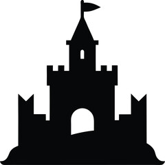 sandcastle icon black silhouette vector illustration on transparent background