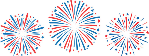 Red blue starburst bursts fireworks celebration