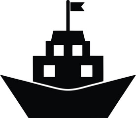 Obraz premium ship icon black silhouette vector illustration on transparent background