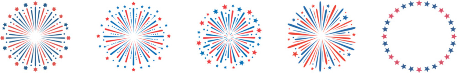 Festive starbursts and circular star garland fireworks