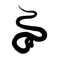 Black Silhouette of Curved Snake