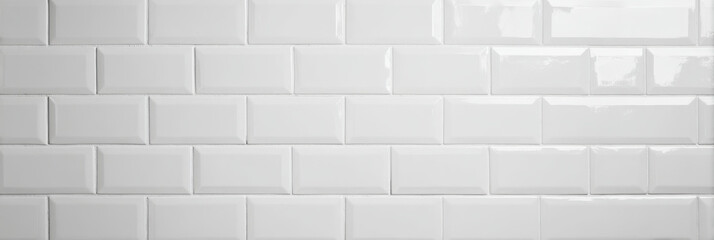 Clean white subway tiles with light reflection create sleek look