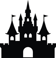 theme park castle icon black silhouette vector illustration on transparent background