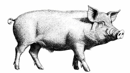 Fototapeta premium Detailed illustration of a pig.