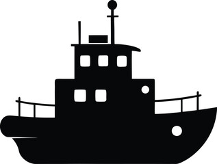 Fototapeta premium tugboat icon black silhouette vector illustration on transparent background 