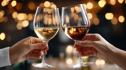 Cheers to Friendship and Celebration with Wine Glasses in Soft Focus