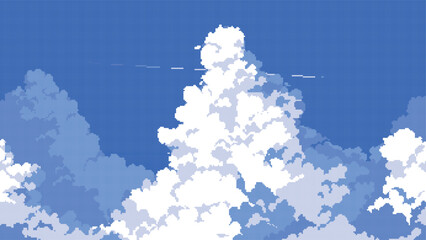 beauty cloud landscape background in pixel art style