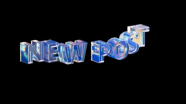 New Post Word 3D title animation in holographic style