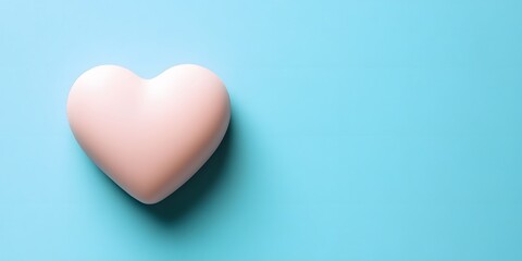 Obraz premium Pastel Pink Heart Shape on Light Blue Background Minimalist Design