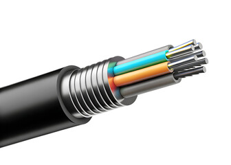 Fiber optic cable cross section isolated on a transparent background
