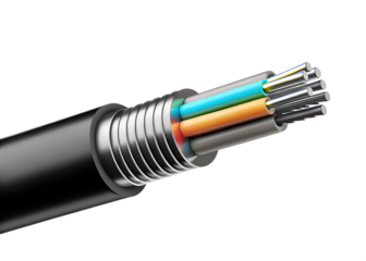 Fiber optic cable cross section isolated on a transparent background