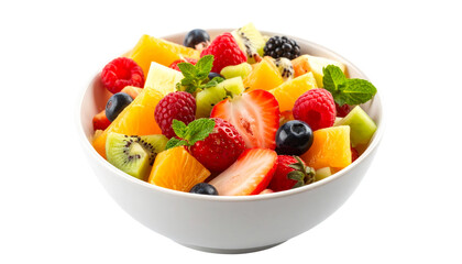 Pices of mix fruits on bowl isolated on transparent background. Png