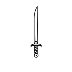Outline drawing of a sword with a twisted handle silhouette