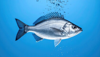 Naklejka premium Fish underwater with bubbles