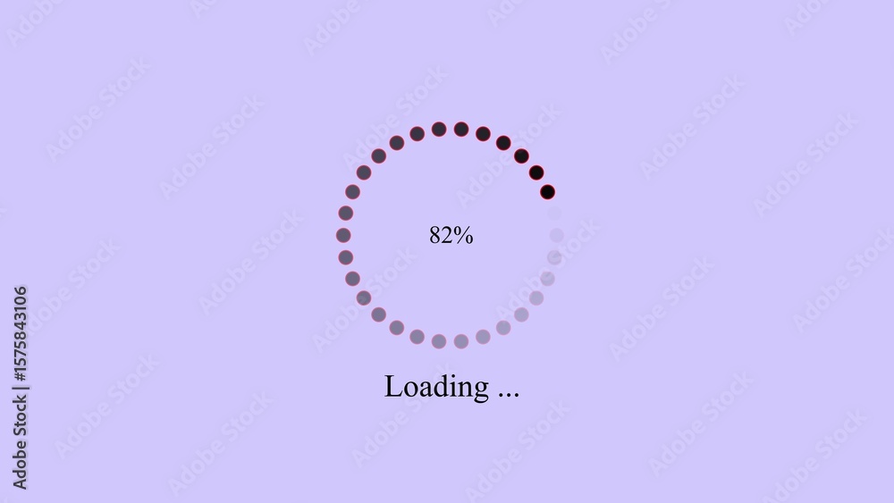 Aufkleber Circular loading indicator with eighty two percent completion and text loading