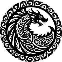 Obraz premium Tribal Dragon Emblem design, vector 