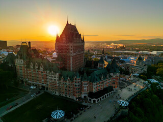 panorama of the Quebec city at sunset