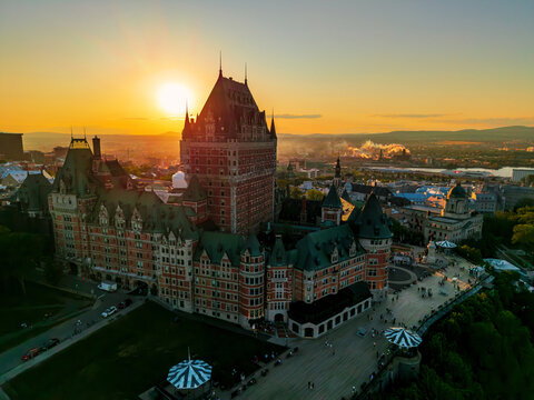 panorama of the Quebec city at sunset