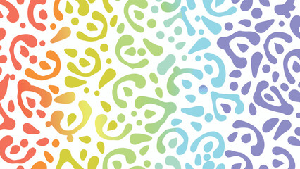 Gradient pattern with abstract shapes and dots on a white background with varied color spectrum