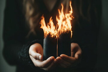 Hands Holding Burning Capital Concept